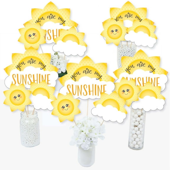 Big Dot of Happiness You are My Sunshine - Baby Shower or Birthday Party Centerpiece Sticks - Table Toppers - Set of 15