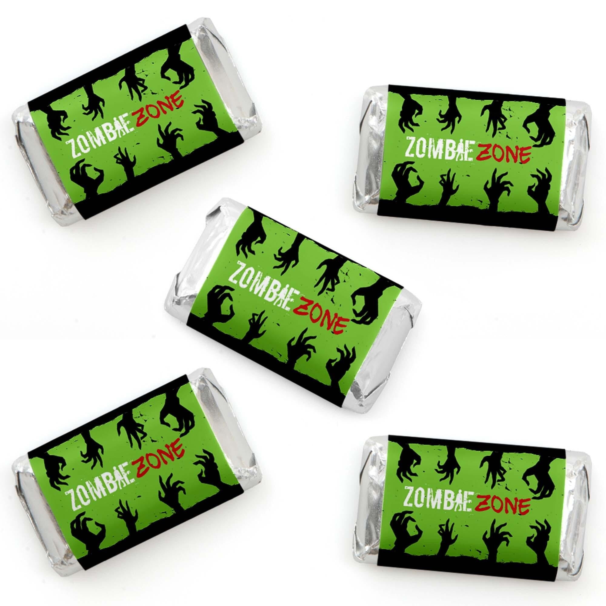 Big Dot of Happiness Zombie Zone - Mini Candy Bar Wrapper Stickers ...