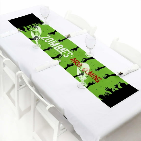 Big Dot of Happiness Zombie Zone - Petite Halloween or Birthday Zombie Crawl Party Paper Table Runner - 12 x 60 inches