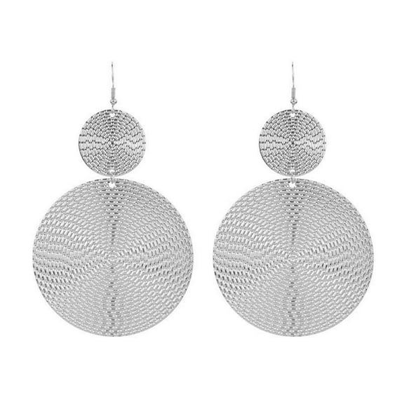 Big Double Circles Disc Dangle Drop Hook Statement Earrings Studs for Women