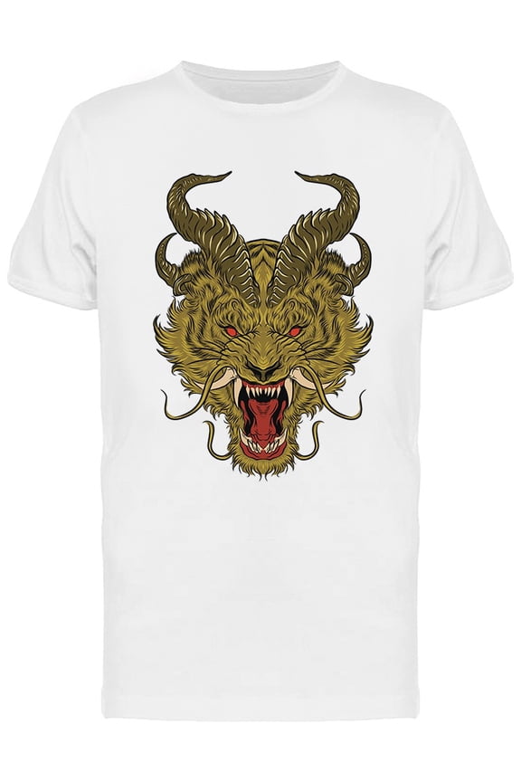 Big Dragon Tiger Head Design T-Shirt Men -Image by Shutterstock, Male Medium