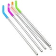 thumbnail image 1 of Big Drinking Straws Reusable 12" Extra Long 8mm Extra Wide Food-Grade 18/8 Stainless Steel Silicone Elbows Tips for Smoothie Milkshake Cocktail Juice Hot Drinks - Set of 4 + 2 Cleaning Brushes, 1 of 4