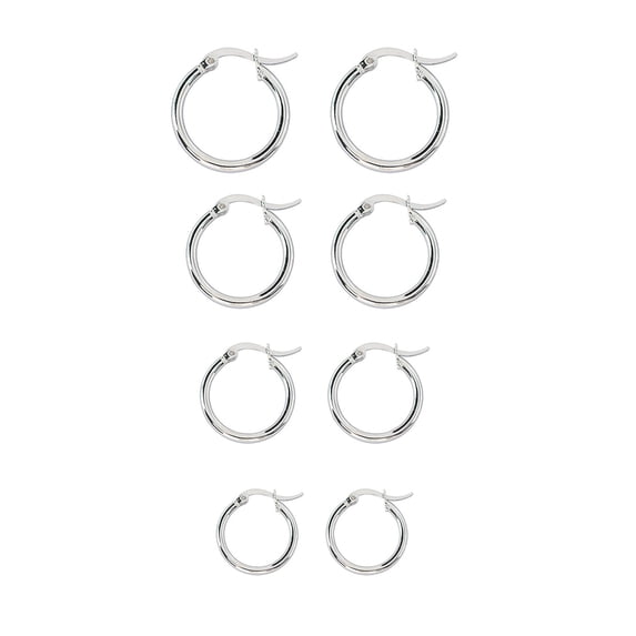 Big Ear Ring Set for Women Men, Small Cartilage Tragus Helix Piercing Jewelry, Minimalist Stackable, Personality Trend (4 pairs)