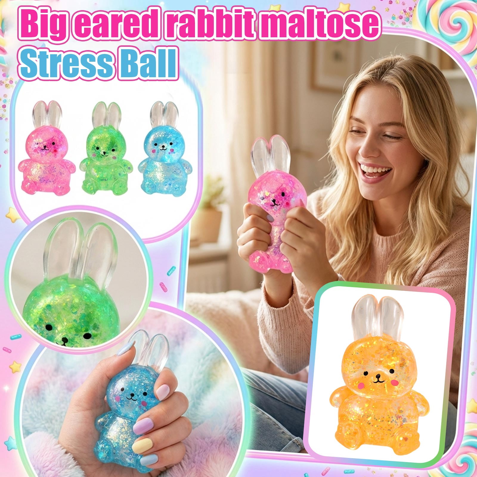 Big Eared Bunny Maltose Slow Rising Squishy Stress Relief Fidget, Cute ...