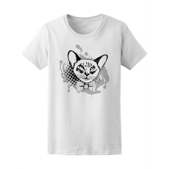 Big Ears Cat With Bow T-Shirt Women -Image by Shutterstock, Female Small