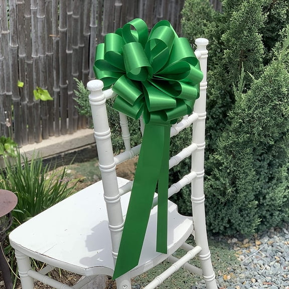 Emerald Green Ribbon Pull Bows with Long Tails - 9" Wide, Set of 6, Fall, Thanksgiving, Christmas, Wreath, Swag, Garland, Gift Wrap, Baskets, Fundraiser, Birthday, Party, Office, Team Colors