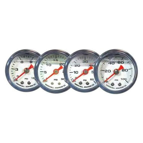 Big End Performance 0-60 PSI Liquid Filled White Pressure Gauge