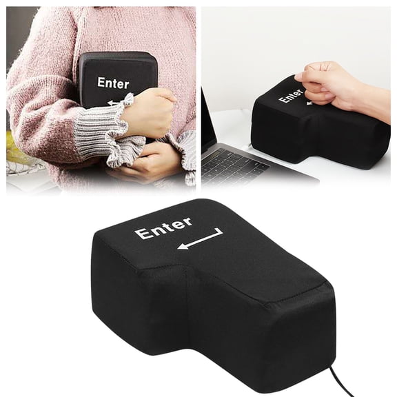 Big Enter Key Pillow Button USB Pillow Office Desktop Travel Nap for Anti Stress Reliefing Comfortable Big Enter Key Enter Button Throw Pillow