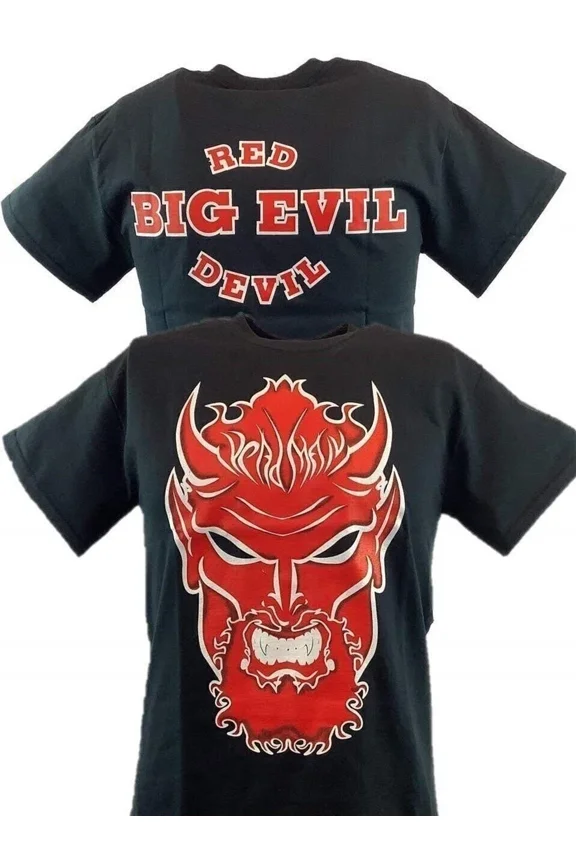 Big Evil Red Devil Head Black Graphic T-Shirt