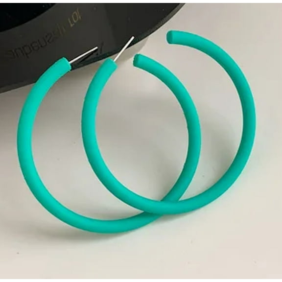 Big Exaggerated Hoops Popular Women Summer Fashion Jewelry Trendy C Shape Acrylic Green Round Hoops