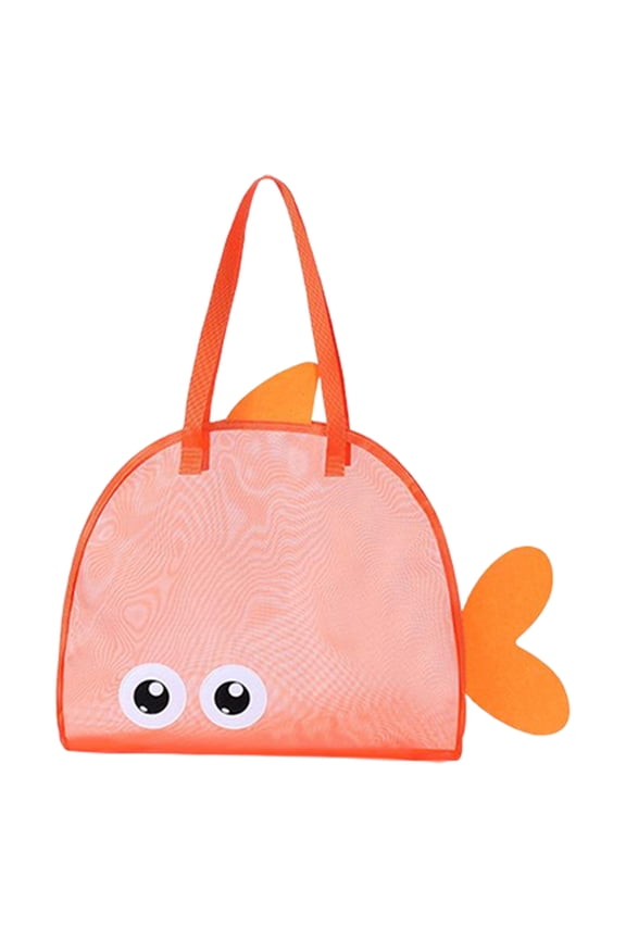 Big Eye Fish Tote Bag, Large Capacity Beach Pouch with Zipper, Cute Cartoon Wash Bag for Swimming and Travel, Heavy Duty(Orange)