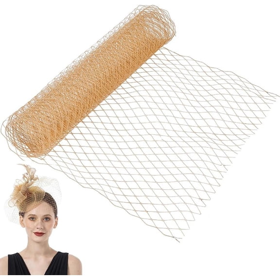 Big Eye Mesh Polyester Organza Veil For Wedding Dress Headdress Accessories Moccasin 25x0.03cm 2 yards/pc diy