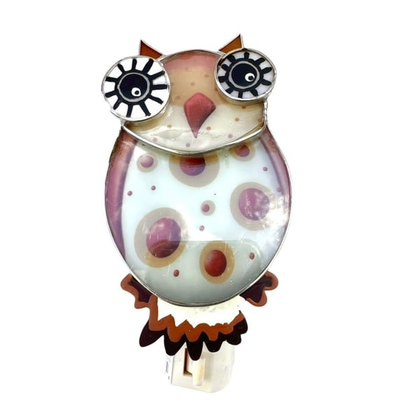 Big Eye Owl on stained glasses Night Light