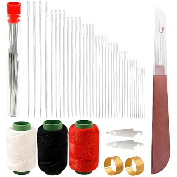 Big Eye Steel Needles Set, 2025 New Long & Thin Handmade Quilting & Sewing Needles Kit for DIY Sewing Projects, Portable Stainless Steel Needles for Hand Sewing