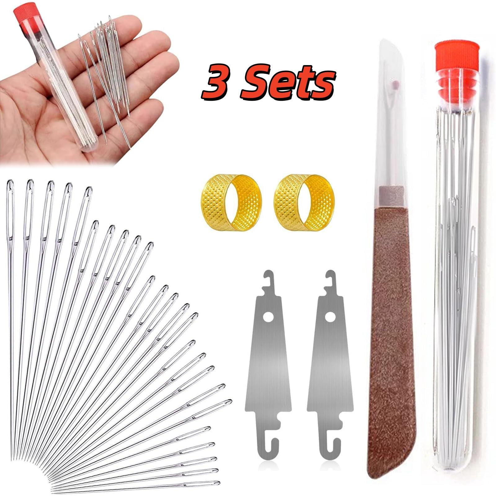 Big Eye Steel Sewing Needles 2025 Kit,31Pcs Sewing Tool Set Fix Anything Anytime Portable Beginner-Friendly,Upgrade Needle Thread Hand DIY Embroidery Crafting Kit Tool(3 Sets)