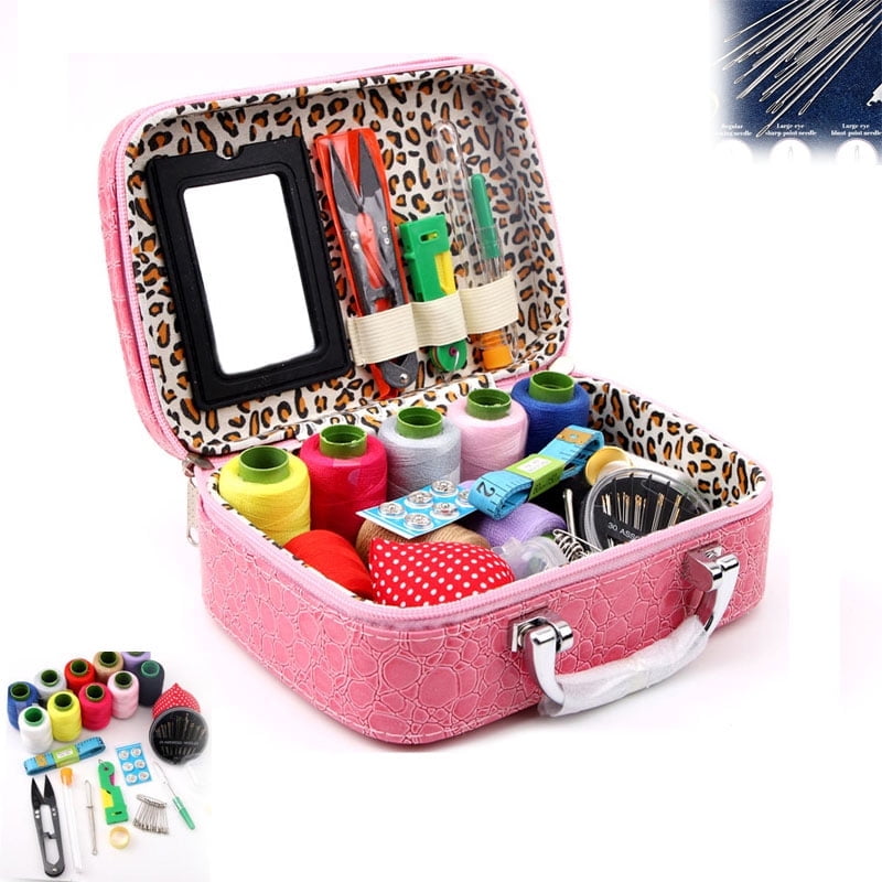 Big Eye Steel Sewing Needles Kit, Big Eye Steel Needle Kit, Stainless Steel Hand Sewing Steel Needle Kit,  DIY Hand Made Craft Set with Portable Leather Case(B)