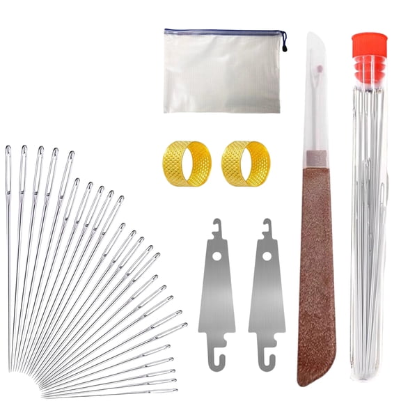 Big Eye Steel Sewing Needles Kit, New Stainless Steel Needles For Hand Sewing, 31pcs Big Eye Steel Needles Set - Long & Thin Handmade Quilting & Sewing Needles