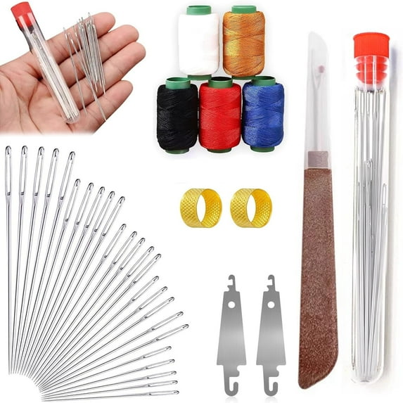 Big Eye Steel Sewing Needles Kit, New Stainless Steel Needles For Hand Sewing, 36pcs Big Eye Steel Needles Set - Long & Thin Handmade Quilting & Sewing Needles