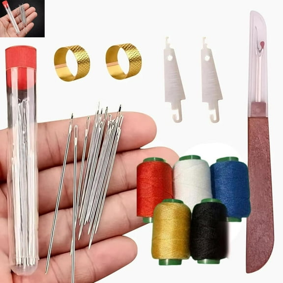 Big Eye Steel Sewing Needles Kit,Stainless Steel Sewing Needle Kit,34pcs Big Eye Steel Needles Set,Stainless Steel Working Sharp for Hand Crafts,Portable DIY Hand Made Craft Set
