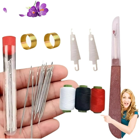 Big Eye Steel Sewing Needles Kit, Stainless Steel Sewing Needles, Sewing Supplies Stainless Steel Needles For Hand Sewing, Steel Sewing Needles, 34 Pcs Big Eye Steel Needles Set Sewing Desk