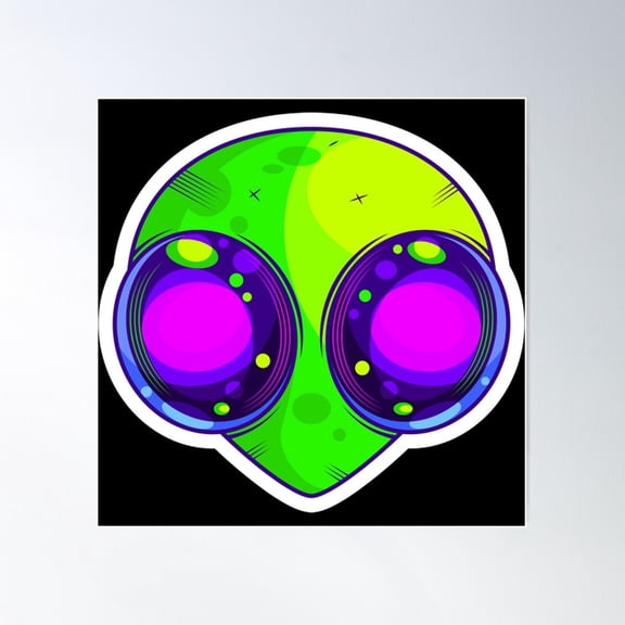 Big Eyed Alien Poster Wall Art, Modern Wall Decor For Living Room Bedroom, 24x24 UNFRAMED