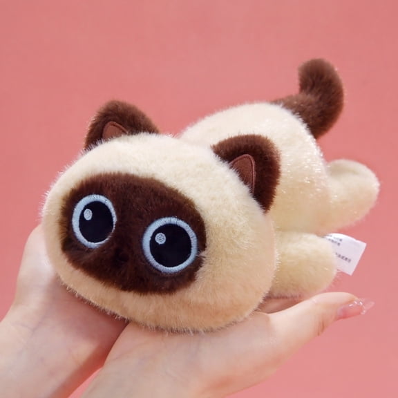 Big Eyed Black Plush Cat Stuffed Animal Doll - Cute Cuddle Kitten Pillow Toy Soft Plush Doll Gift