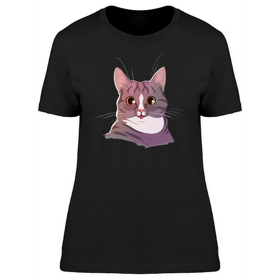 Big Eyed Cat With Tongue Out T-Shirt Women -Image by Shutterstock, Female Small