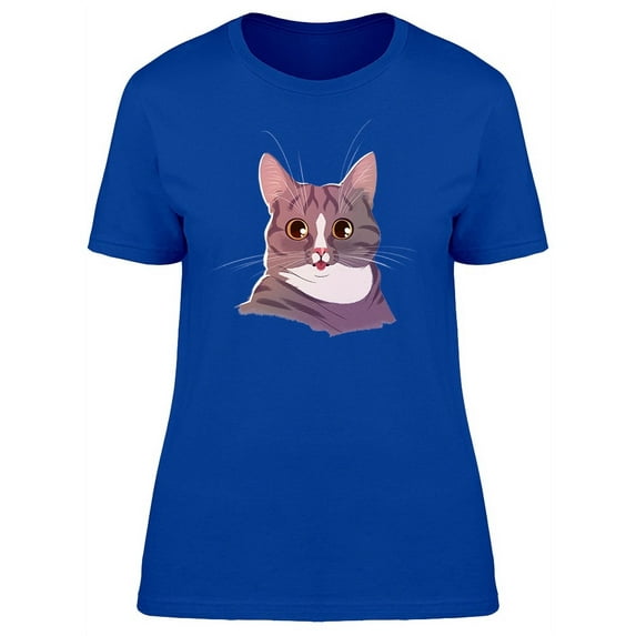 Big Eyed Cat With Tongue Out T-Shirt Women -Image by Shutterstock, Female Small