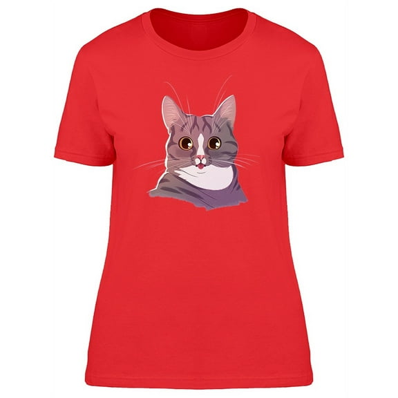 Big Eyed Cat With Tongue Out T-Shirt Women -Image by Shutterstock, Female x-Large