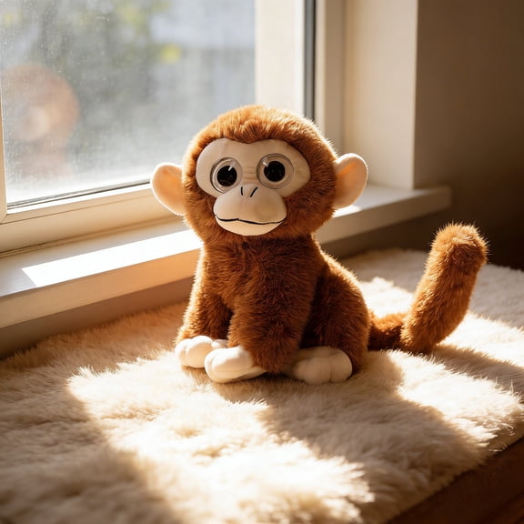 Big-Eyed Golden Mink Monkey Doll Soft Plush Toy for Bedroom Decor and Gifts