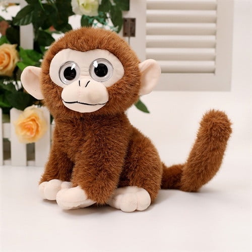 Big Eyed Monkey Stuffed Animal, Ultra-Soft Cute Plush Monkey Doll, Adorable Cuddly Stuffed Toy for Kids Boys Girls, Perfect for Birthday Gift, Baby Shower & Bedroom Decor
