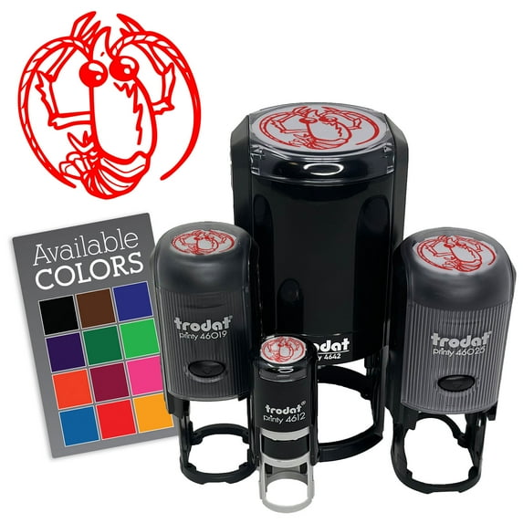Big Eyed Shrimp Prawn Crustacean Seafood Shellfish Self-Inking Rubber Stamp for Stamping Ink Stamper Crafting Planners - 3/4 Inch Small - Brown Ink