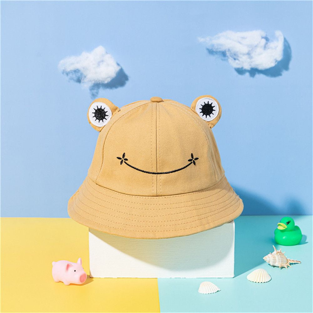 Big Eyes Fashion Gifts Women Girls Sun Hat Cartoon Cap Fishing Cap Frog  Bucket Hats KHAKI