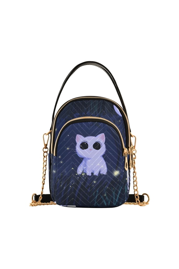 Big Eyes Kittens Women's Crossbody Handbags Leather Crossbody Bags Fanny Pack Chest Bag for Travel