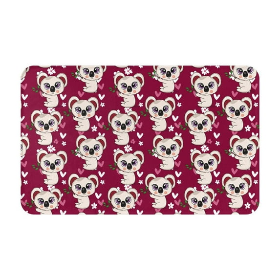 Big Eyes Koala Burgundy Front Door Mat, Indoor Mats for Bedroom Bathroom Kitchen, Floor Mat Non-Slip, Soft Carpet Floor Cover Machine Washable Entryway Mat - 20x31.5in