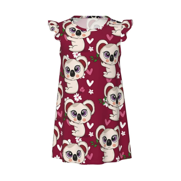 Big Eyes Koala Burgundy Girls Nightgowns Cute Toddler Nightgown Soft Toddler Girl Pajamas Nightgowns for Toddler Girls Kids Walmart