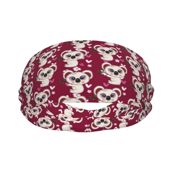 Big Eyes Koala Burgundy Sports Headband for Women Men, Running Headband Sweat Bands for Cycling, Yoga, Spa, Athleti, Workout - Moisture Wicking Hairband
