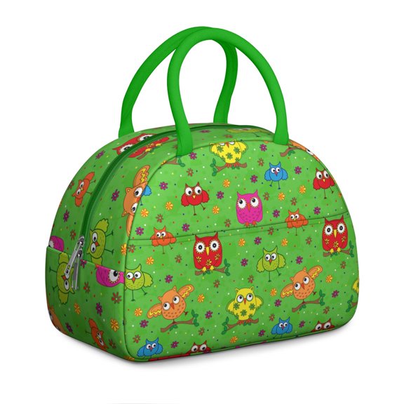 Big Eyes Owl Lunch Bag – Cute Snowy Owl Cartoon Design with Night-Inspired Pattern