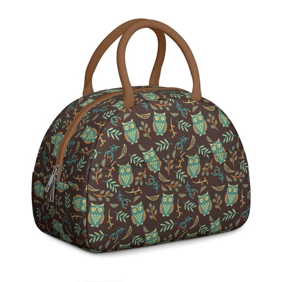 Big Eyes Owl Lunch Bag – Cute Snowy Owl Cartoon Design with Night-Inspired Pattern