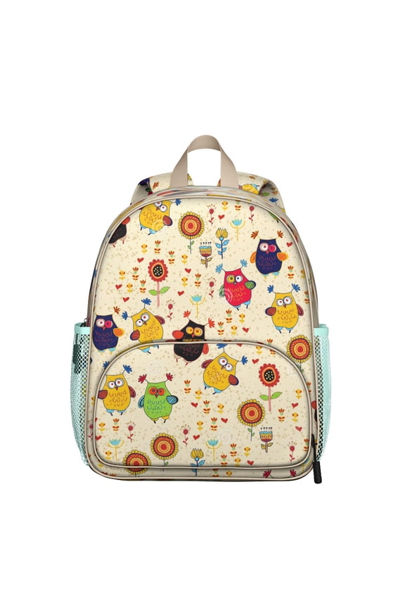 Big Eyes Owl Pattern Student Backpack – Snowy Owl Cartoon Print With Cute Night Artistic Design