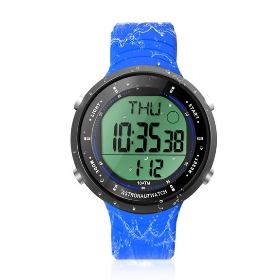 Big Face Sports Wrist Watch 10 ATM Waterproof for Men Swimming and Diving with Alarm Clock, Stopwatch, Timer, Dual Time Zone, Calendar, Backlight, 12 or 24 Hours Format