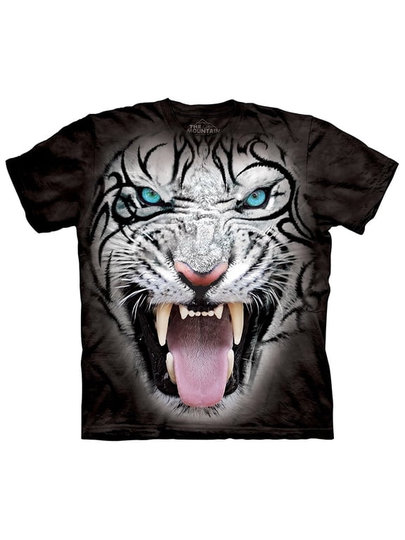 Big Face Tribal White Tiger T-Shirt by - Adult & Youth
