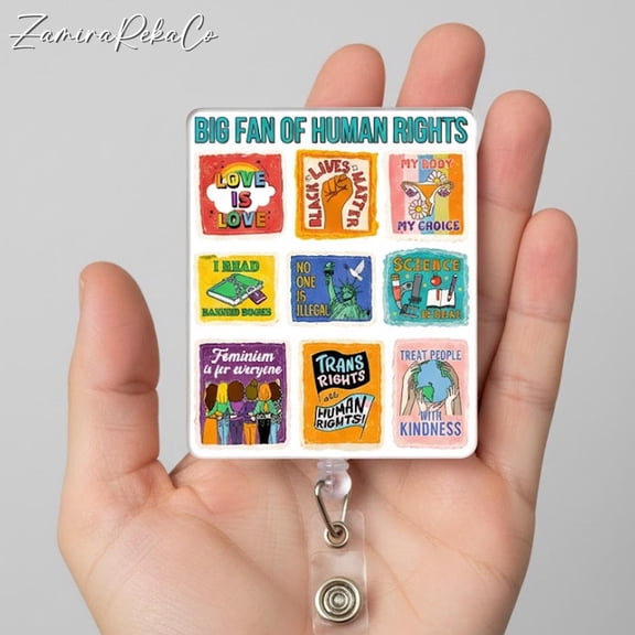 Big Fan Of Human Rights Badge Reel | Social Justice ID Holder | Human Rights Badge