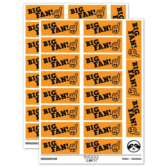 Big Fan Sports Foam Finger Teacher Student School Sticker Set - Orange - Gloss Finish - 2.00" Large