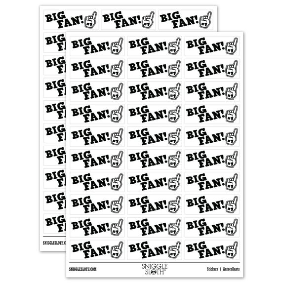 Big Fan Sports Foam Finger Teacher Student School Sticker Set - White - Matte Finish - 1.75" Medium