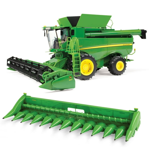 Big Farm Lights & Sounds John Deere 1:16 Scale S690 Combine with Corn and Draper Head