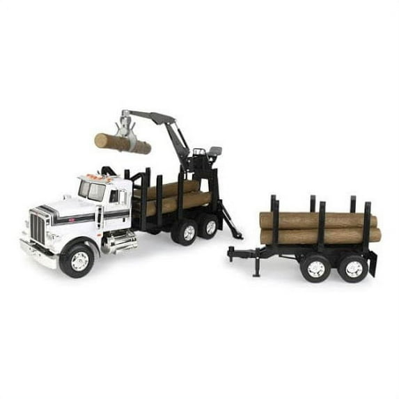 Big Farm Peterbilt Model 367 Logging Truck w/Pup Trailer & Logs