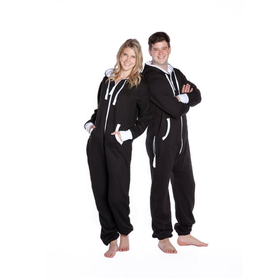 Big Feet Black Hoodie Jumpsuit Hooded Playsuit One Piece Sleeper Loungewear