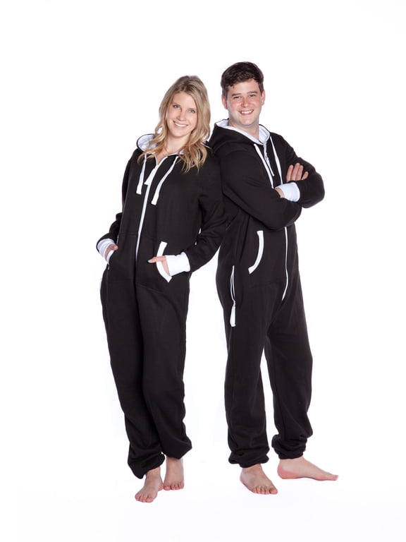 Big Feet Black Hoodie Jumpsuit Hooded Playsuit One Piece Sleeper Loungewear