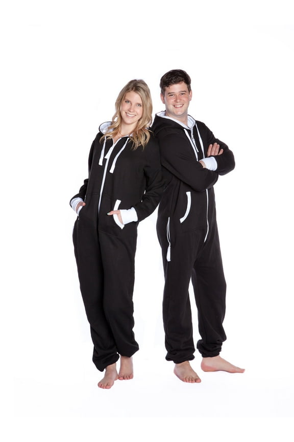 Big Feet Black Hoodie Jumpsuit Hooded Playsuit One Piece Sleeper Loungewear
